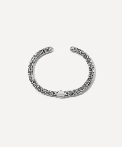 Marla Aaron Sterling Silver Embossed Hinged Cuffling Bracelet In Black