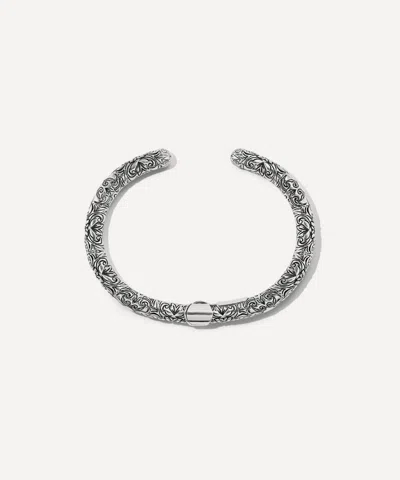 Marla Aaron Sterling Silver Embossed Hinged Cuffling Bracelet In Silver