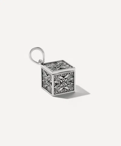 Marla Aaron Sterling Silver Embossed Box Charm In Silver