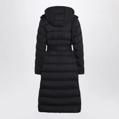 Burberry Black Double-breasted Padded Coat With Belt Women In Multi