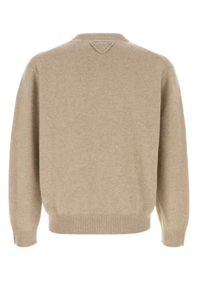 Prada Cashmere Crew Neck Sweater Long Sleeves In Brown