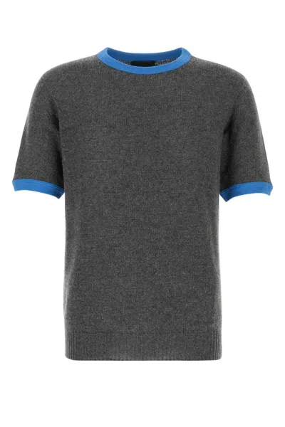 Prada Cashmere Sweater Contrast Trim Short Sleeves In Multi