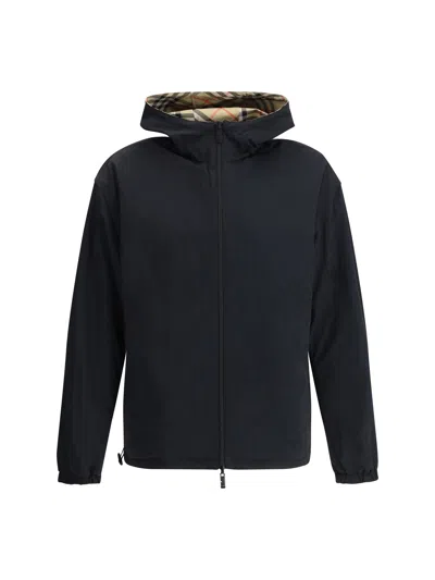 Burberry Reversible Check Hooded Jacket Pockets In Neutral