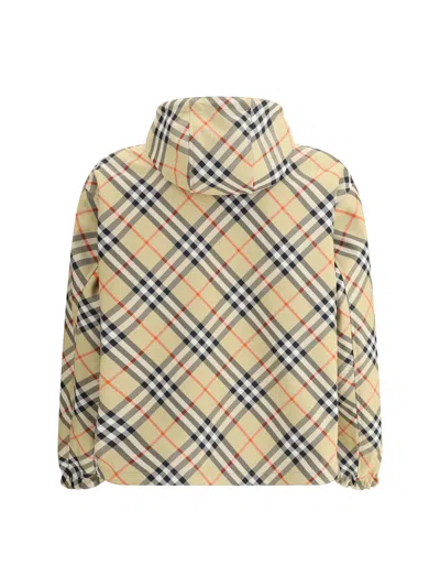 Burberry Reversible Check Hooded Jacket Pockets In Neutral