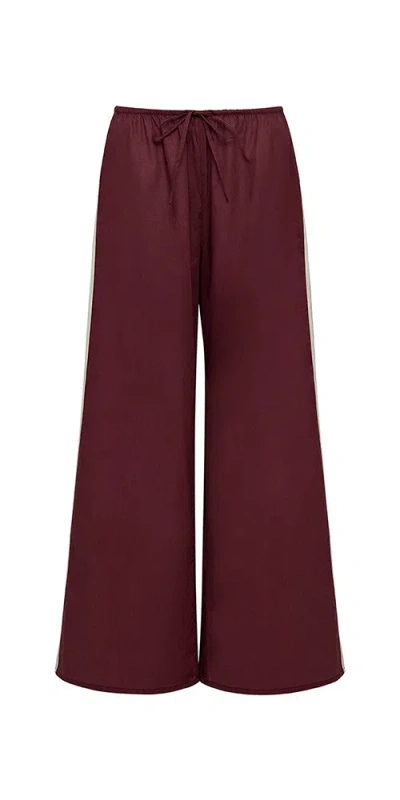 Montce Sporty Drawstring Wide-leg Pant Maroon