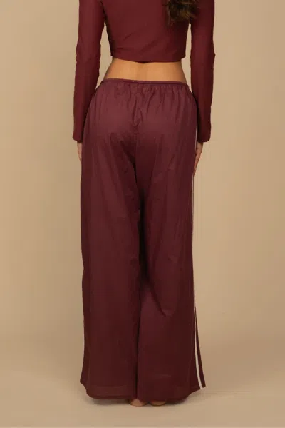 Montce Sporty Drawstring Wide-leg Pant Maroon