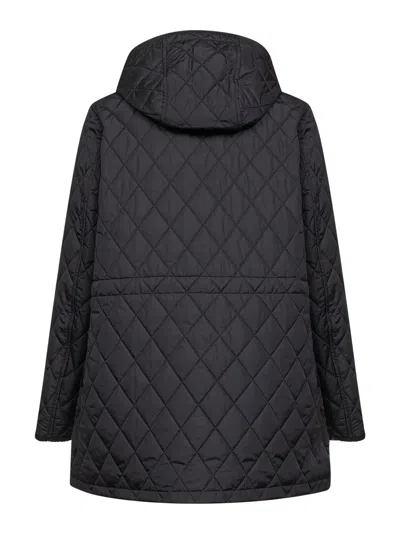 Burberry Women Black Quilted Nylon Hooded Parka In Blue