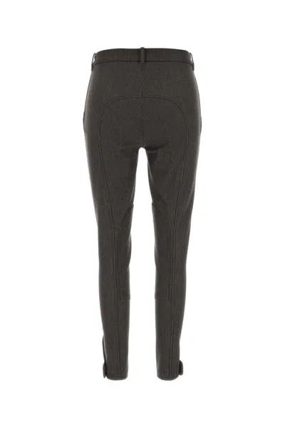 Burberry Women Embroidered Stretch Cotton Pant In Brown