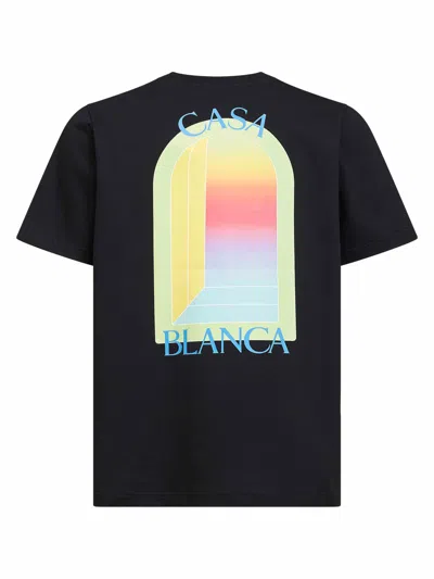Casablanca Black L'arche Organic Cotton T-shirt<br/> In Multi