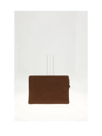 Celine Women Small Pouch With Strap In Brown