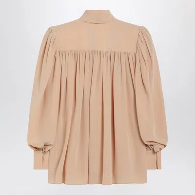 Chloé Crepe Blouse Puff Sleeves Bow Detail In Multi