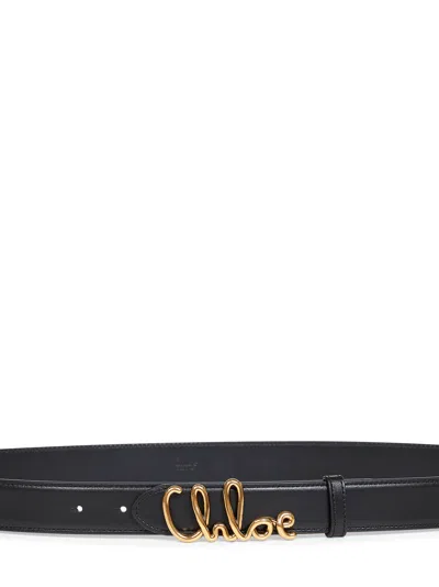 Chloé Iconic Leather Belt Adjustable Length In Black