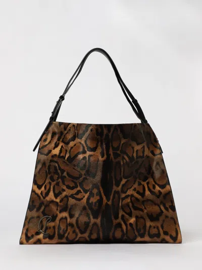 Christian Louboutin Shoulder Bag Woman Brown In Animal Print