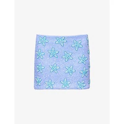 Oceanus Womens  Mia's Marina Beaded Mini Skirt In Purple