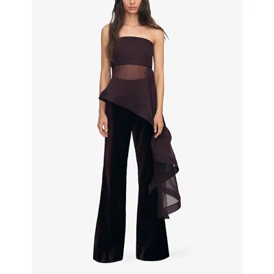 Reiss Womens  Draped-hem Strapless Silk Corset Top In Burgundy