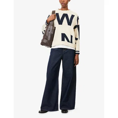 Weekend Max Mara Omens  Celebre Round-neck Cotton-blend Jumper In Neutral