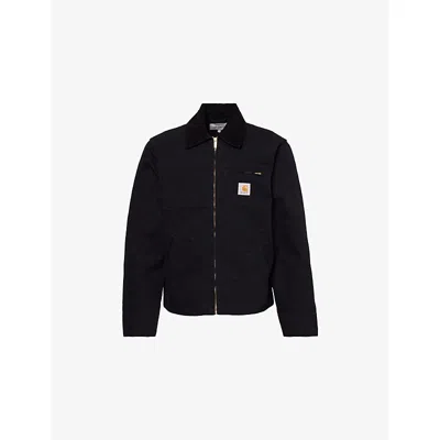 Carhartt Structured Black Cotton Jacket With Classic Collar In Multi