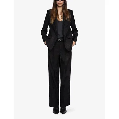 Zadig & Voltaire Womens Zadig&voltaire Valse Single-breasted Woven Blazer In Black