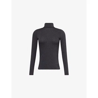 Agolde Womens  Pascale Turtleneck Stretch-jersey Top In Black