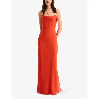 Omnes Womens  Koko Cowl-neck Chiffon Maxi Dress In Orange