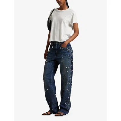 Polo Ralph Lauren Womens  Rhinestone-embellished Straight-leg High-rise Jeans