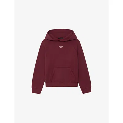 Zadig & Voltaire Womens Zadig&voltaire Georgy Rhinestone-embellished Cotton-blend Hoody In Burgundy