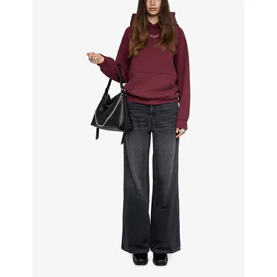 Zadig & Voltaire Womens Zadig&voltaire Georgy Rhinestone-embellished Cotton-blend Hoody In Burgundy