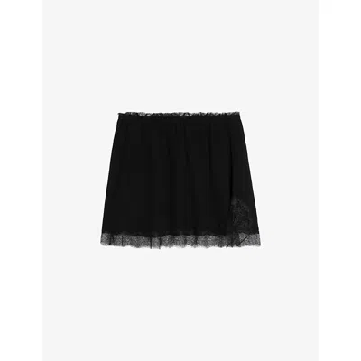 Zadig & Voltaire Womens Zadig&voltaire Jarvisa Lace-trim Woven Midi Skirt In Black