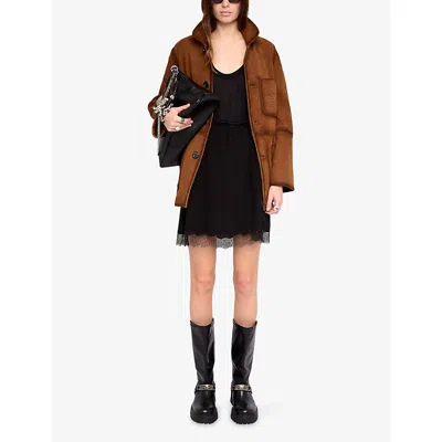 Zadig & Voltaire Womens Zadig&voltaire Jarvisa Lace-trim Woven Midi Skirt In Black
