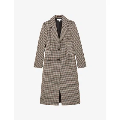 Reiss Womens  Karina Checked Wool-blend Coat In Neutral