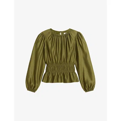 Ro&zo Womens  Peplum Long-sleeve Woven Blouse In Green