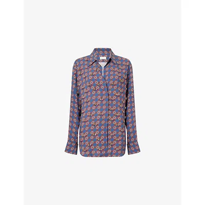 Dries Van Noten Womens  Embellished Printed Woven Shirt In Purple