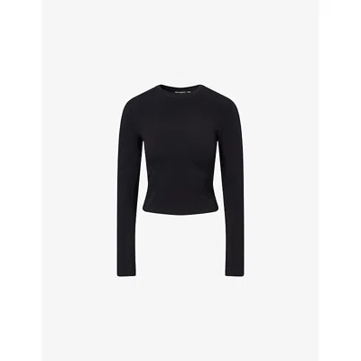 Good American Womens  Long-sleeve Super Stretch-cotton Top In Black