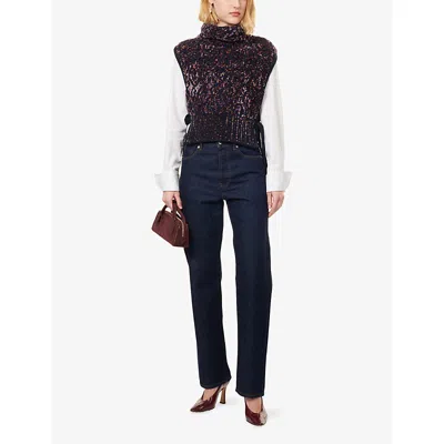 Dries Van Noten Womens  Funnel-neck Sleeveless Wool-blend Top In Black