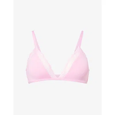 Calvin Klein Womens  Lace-trim Woven Plunge Bra