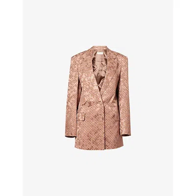 Dries Van Noten Womens  Printed Notch-lapels Woven Blazer In Orange