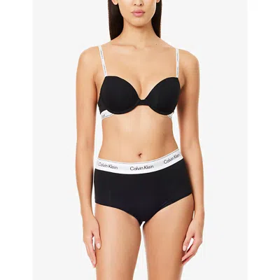 Calvin Klein Womens  Icon Boyshort Cotton-modal Jersey Briefs In Black