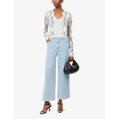 Good American Womens  V-neck Short-sleeves Stretch-cotton T-shirt In Gray