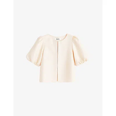 Ro&zo Womens  Round-neck Puff-sleeve Shell Top In Neutral