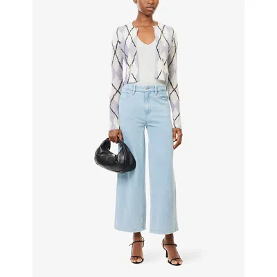 Good American Womens  Good Skate Jeanius Crop-leg Cotton-jersey Trousers In Blue