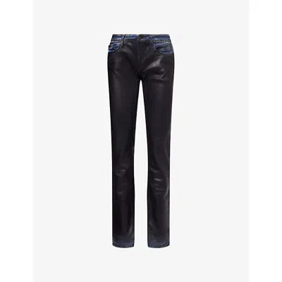 Acne Studios Womens  Coated Slim-leg Denim Jeans In Black