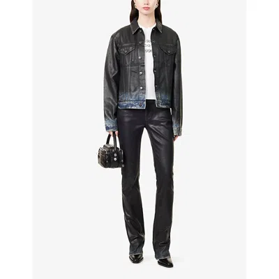 Acne Studios Womens  Coated Slim-leg Denim Jeans In Black