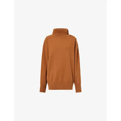 Dries Van Noten Womens  Turtleneck Relaxed-fit Cashmere Jumper In Brown