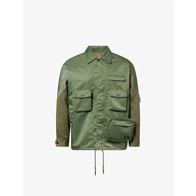 Toga Virilis Mens  Porter Patch-pocket Nylon Jacket In Green