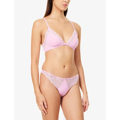 Calvin Klein Womens  Scalloped-trim Lace G-string Thong In Pink