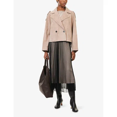 Weekend Max Mara Omens  Baby Pleated Mesh Midi Skirt In Black