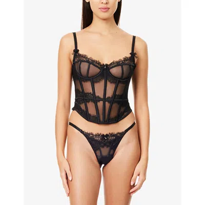 Lounge Womens  Underwear Zendaya Underwired Tulle Corset In Black