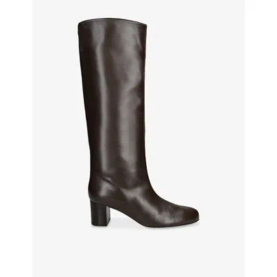 Totême Womens Toteme Downtown Leather Heeled Knee-high Boots In Brown