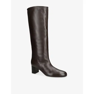 Totême Womens Toteme Downtown Leather Heeled Knee-high Boots In Brown