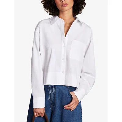 Ro&zo Womens  Cropped Long-sleeve Cotton-poplin Shirt In White